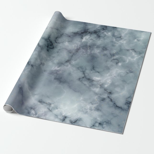 Papier Cadeau Motif marbré gris blanc et noir (Déroulé)
