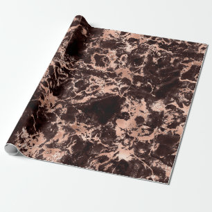 Papier Cadeau Motif marbre noir et or rose moderne