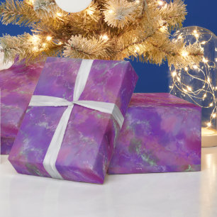 Papier Cadeau Motif marbre violet et argent