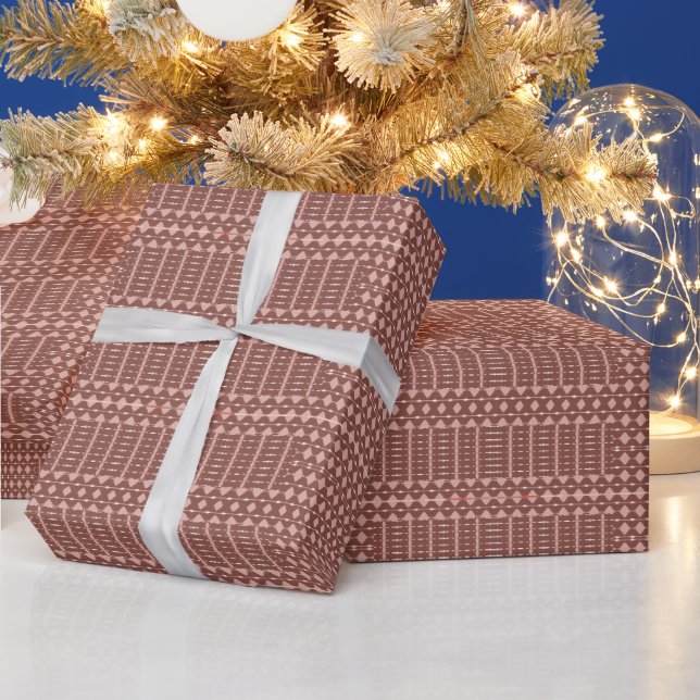 Papier Cadeau Motif marron tribal (Vacances)