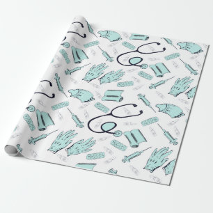 Papier Cadeau Motif Médical Infirmière Médecin Mignon