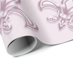 Papier Cadeau Motif métallique rose royal de Fleur de Lis