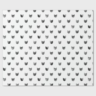 Papier Cadeau Motif mignon chic noir et blanc de chat