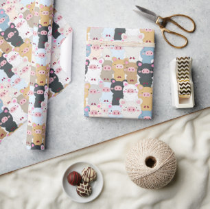 Papier Cadeau Motif mignon de cochons