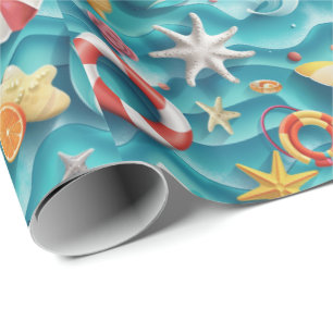 Papier Cadeau Motif mignon de coquillages de plage
