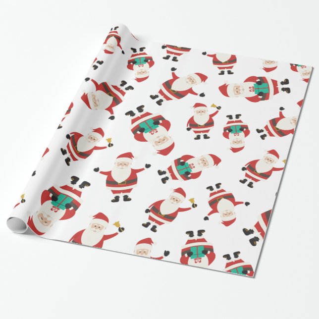 Papier Cadeau Motif mignon de Noël du père noël (Déroulé)