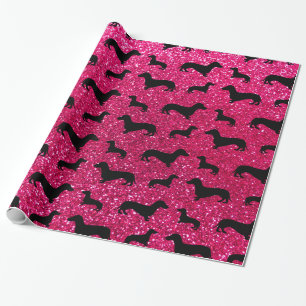 Papier Cadeau Motif mignon de parties scintillantes de teckel de