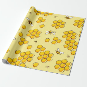 Papier Cadeau Motif mignon et transparent avec abeilles volantes