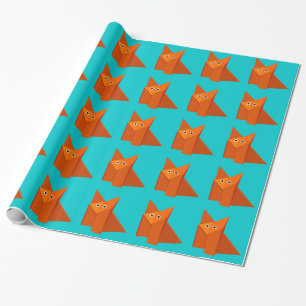 Papier Cadeau Motif mignon lumineux de Fox d'origami