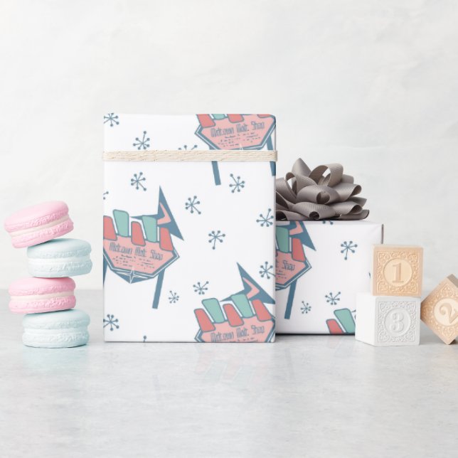 Papier Cadeau Motif milieu du siècle (Baby Shower)
