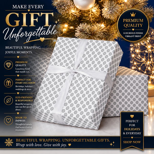 Papier Cadeau Motif minimal à pois gris  (Créateur téléchargé)