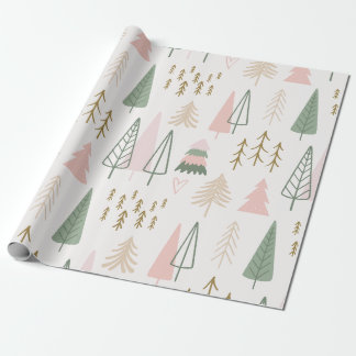 Papier Cadeau Motif minimaliste d'arbre forestier