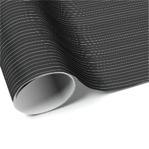 Papier Cadeau Motif minimaliste noir très fin rayures blanches