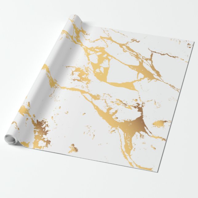 Papier Cadeau Motif moderne Abstrait Faux Gold (Déroulé)
