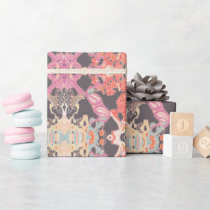 Papier Cadeau Motif moderne chic baroque en rouge rose violet