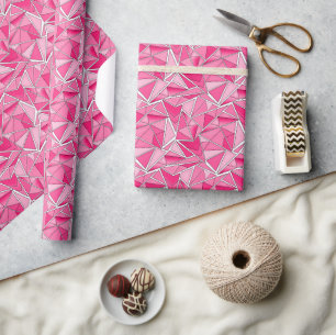 Papier Cadeau Motif moderne de formes géométriques rose et cramo