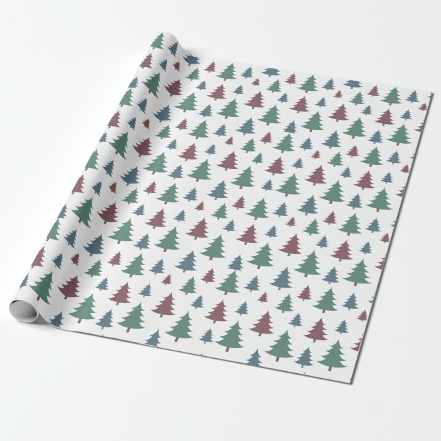 Papier Cadeau Motif moderne des arbres de Noël (Déroulé)