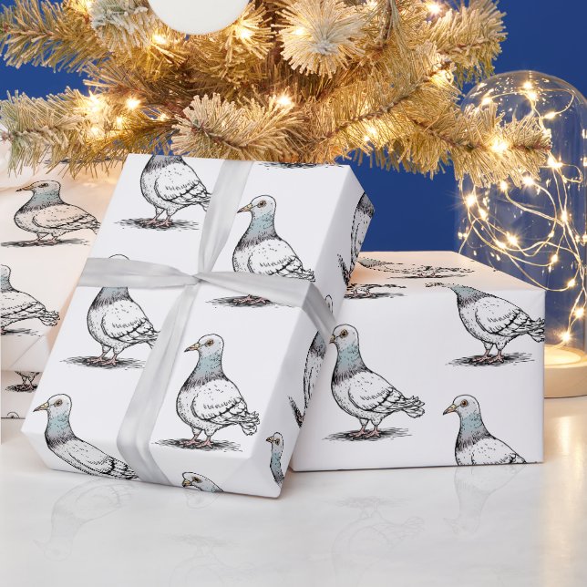 Papier Cadeau Motif moderne design Pigeon tendance (Vacances)