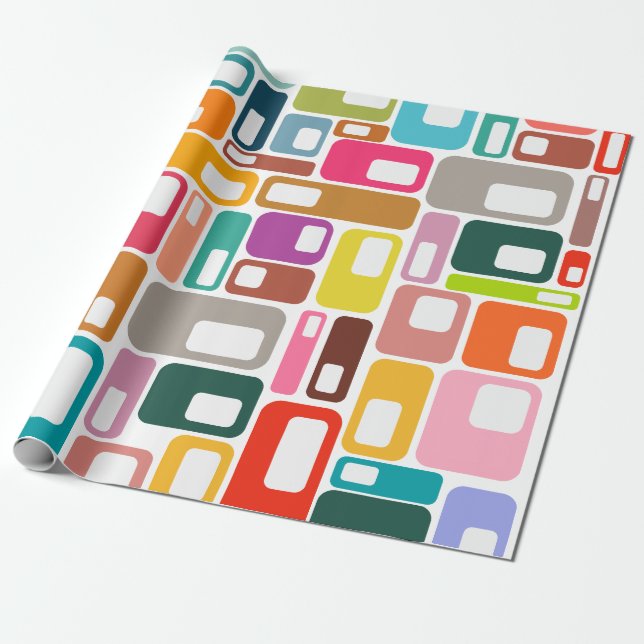 Papier Cadeau Motif moderne du milieu du siècle  (Déroulé)
