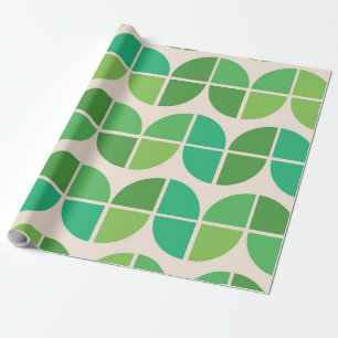 Papier Cadeau Motif moderne du milieu du siècle avec vert géomét