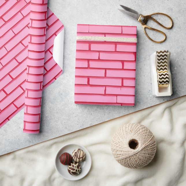 Papier Cadeau Motif moderne en brique rose (Artisanat)