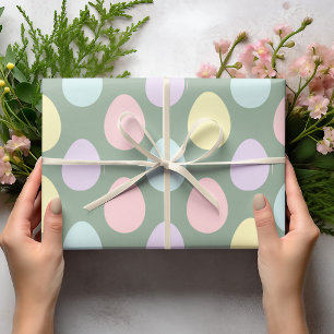 Papier Cadeau Motif moderne Pastel Oeufs colorés   Enveloppement