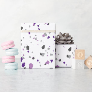 Papier Cadeau Motif moderne violet gris Terrazzo