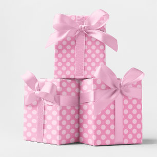 Papier Cadeau Motif monochrome rose à pois
