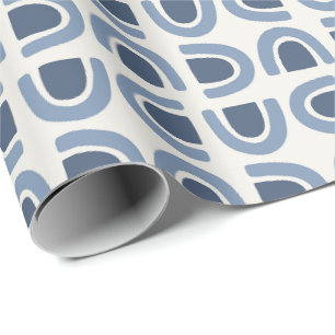 Papier Cadeau Motif Mosaïque Abstrait Organique en Bleu