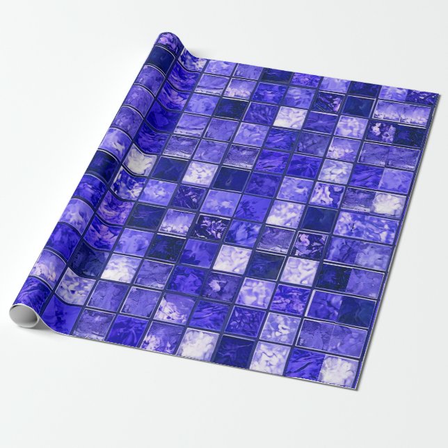 Papier Cadeau Motif mosaïque bleu (Déroulé)
