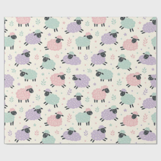 Papier Cadeau Motif Moutons Arc-en-ciel Pastel