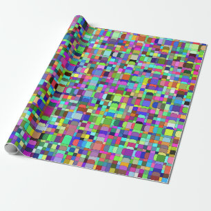 Papier Cadeau Motif multicolore de formes de carrés abstraits