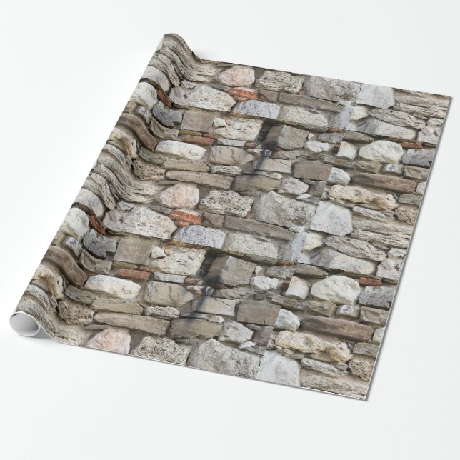 Papier Cadeau Motif mur en pierre de rouble (Déroulé)