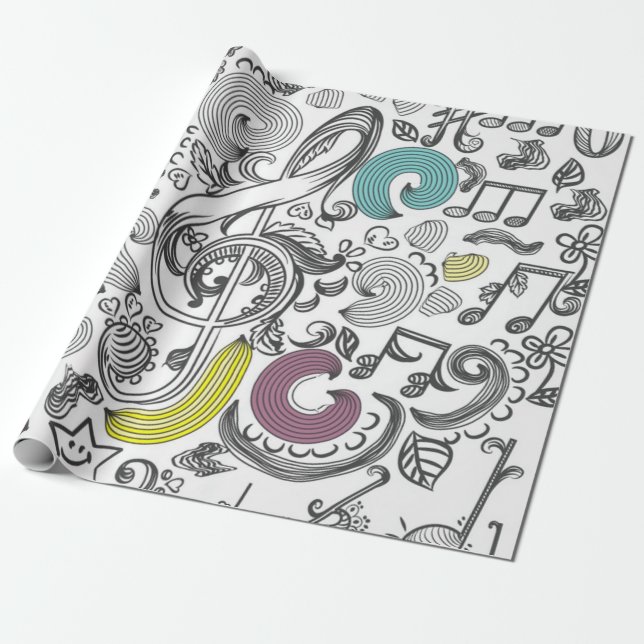 Papier Cadeau Motif musical (Déroulé)