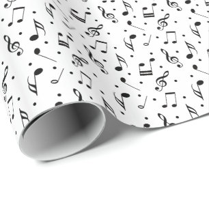 Papier Cadeau Motif musical de symboles de musique chic