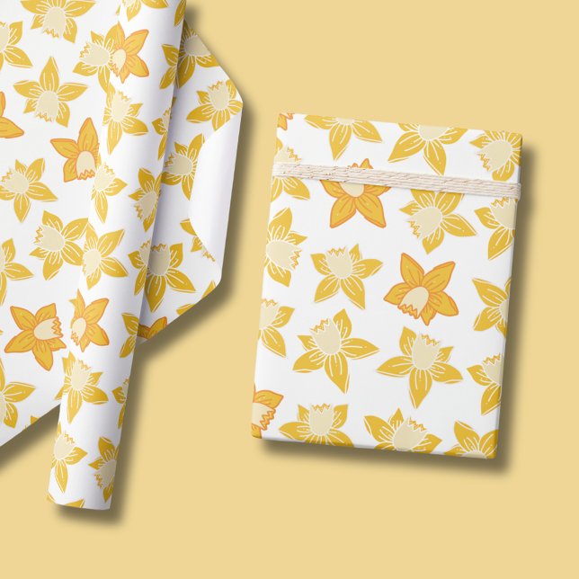 Papier Cadeau Motif narcisse de printemps (Spring daffodil yellow floral wrapping paper rolls. Matching items available. )