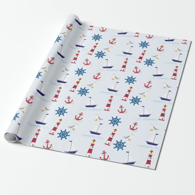 Papier Cadeau Motif nautique (Déroulé)