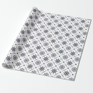 Papier Cadeau Motif nautique avec volant et boussole