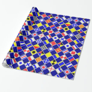 Papier Cadeau motif nautique Checkered de signaux des drapeaux