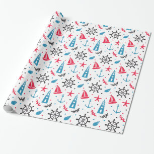 Papier Cadeau Motif nautique de mer