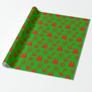 Papier Cadeau Motif nautique du littoral de Noël