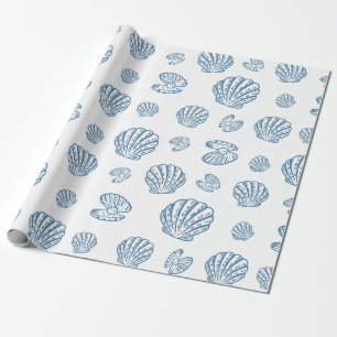 Papier Cadeau Motif Nautique Minimaliste Perle Coquillage