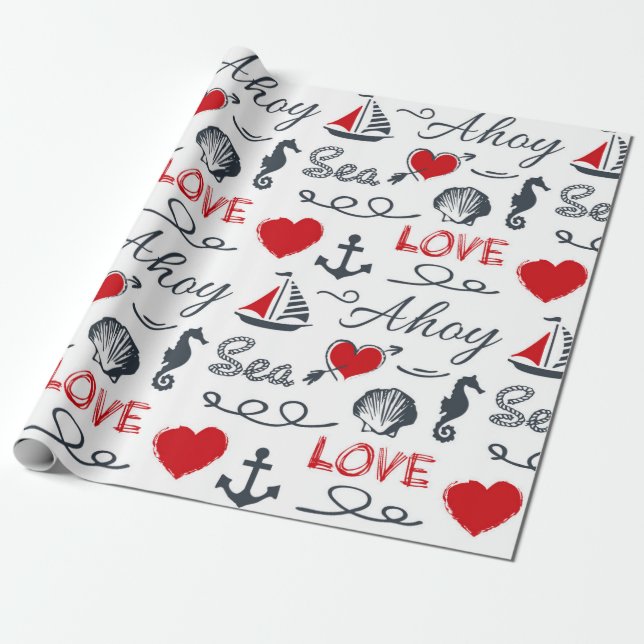 Papier Cadeau Motif nautique sans voile (Déroulé)