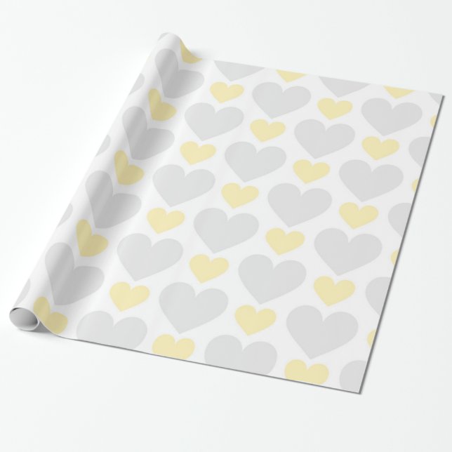 Papier Cadeau Motif neutre de coeur de beau bébé (Déroulé)