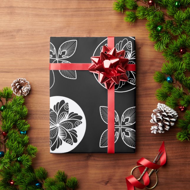 Papier Cadeau Motif noir blanc chic (Cadeau de vacances)