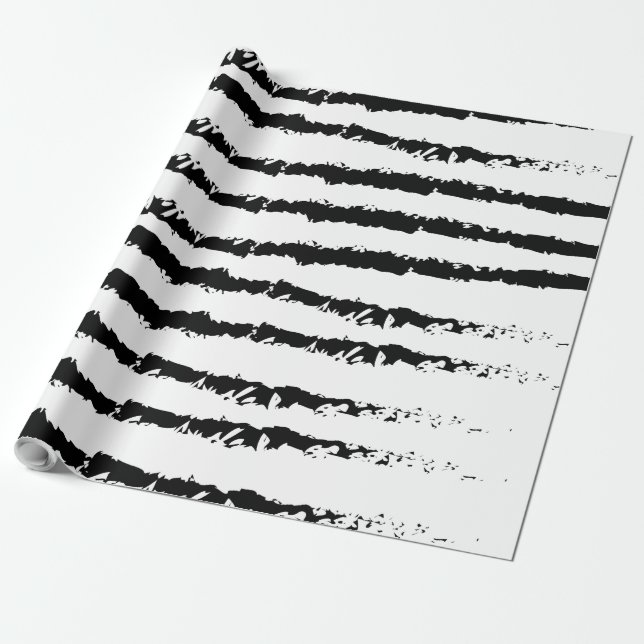 Papier Cadeau Motif noir blanc rayé (Déroulé)