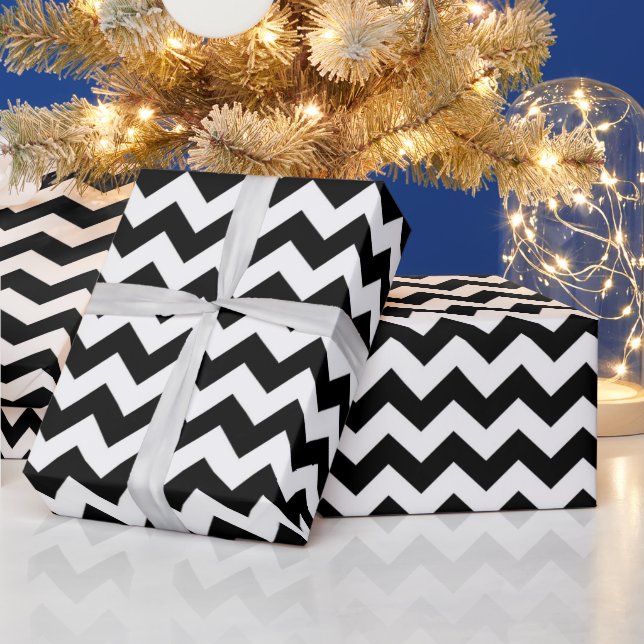 Papier Cadeau Motif noir blanc Zigzag Chevron (Vacances)