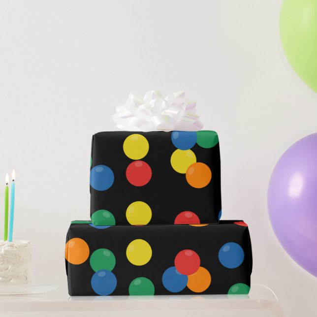 Papier Cadeau Motif noir de balle coloré (Cadeaux de fête)