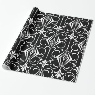 Papier Cadeau Motif noir et blanc d'art déco