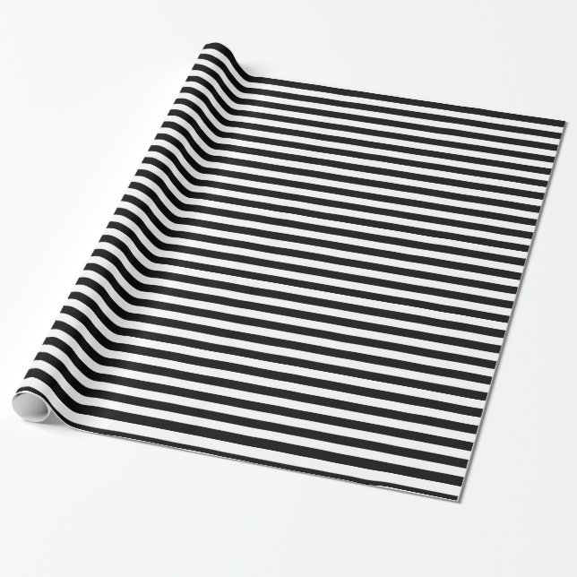 Papier Cadeau Motif noir et blanc de conception de rayures (Déroulé)